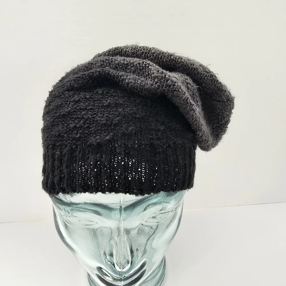 Mix No. 6 Black Ombre Popcorn Knit Slouchy Beanie | Gray Gradient Textured Hat